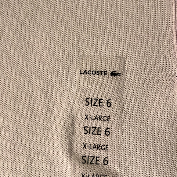 NWT Authentic Lacoste unisex polo. Size 6 (XL). Short sleeve. Pink. 100% Cotton. - Picture 6 of 8